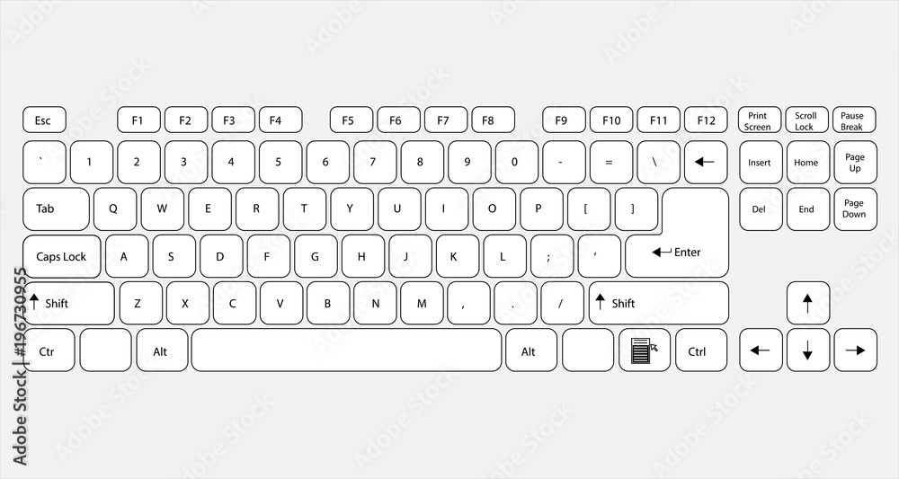 computer keyboard with signed keys - obrazy, fototapety, plakaty 