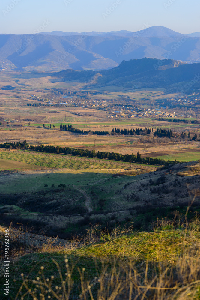 Scenic landscape with settlements, Armenian-Georgian border