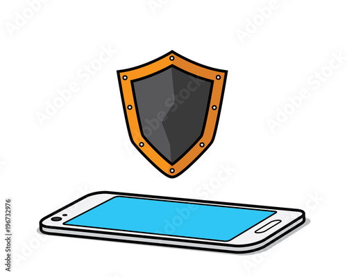 shield smart phone cartoon design illustration.cartoon design style, designed for illustration