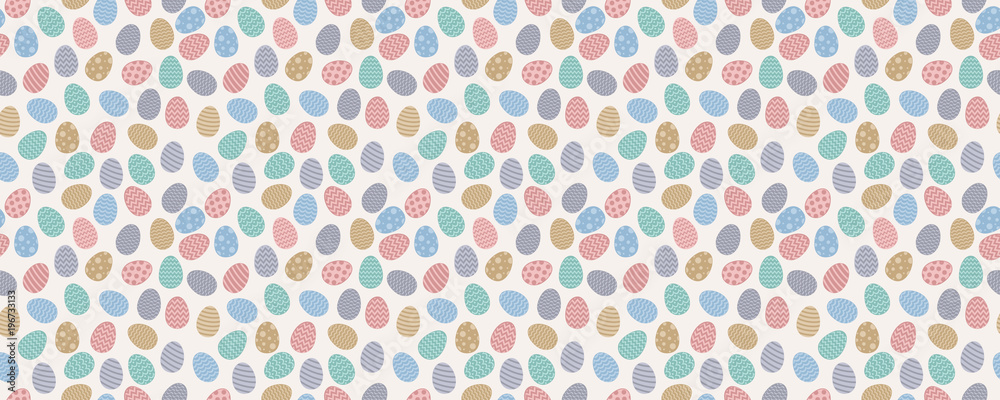 Easter pattern with colourful eggs. Vector.