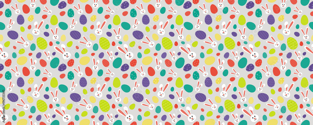 Wrapping paper with bunnies and eggs - Easter design. Vector. Wrapping paper with bunnies and eggs - Easter design. Vector.