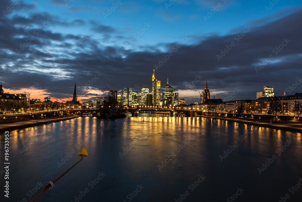 Skyline of Frankfurt, Germany at night