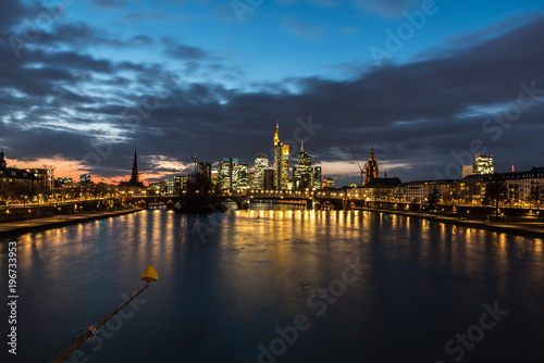 Skyline of Frankfurt  Germany at night