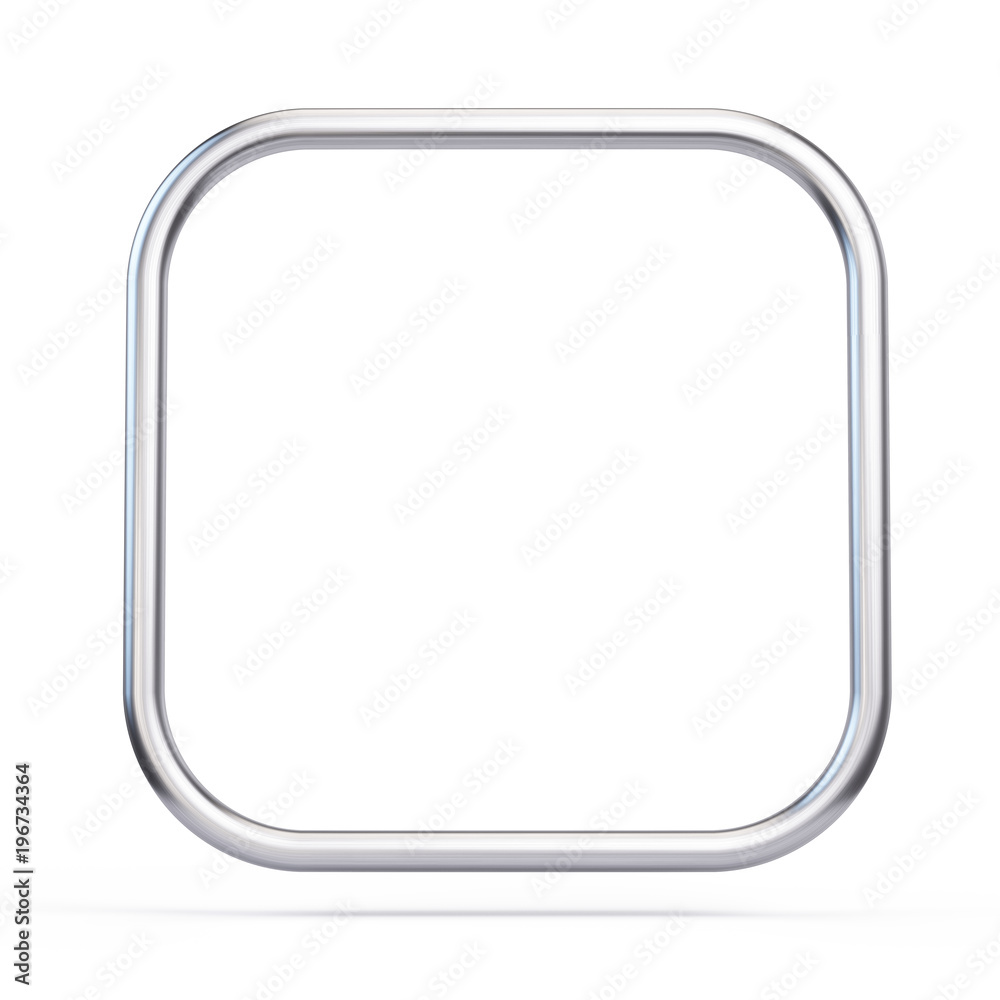Metall frame square with rounded corners isolated on white. 3d rendering Metall frame square with rounded corners isolated on white. 3d rendering
