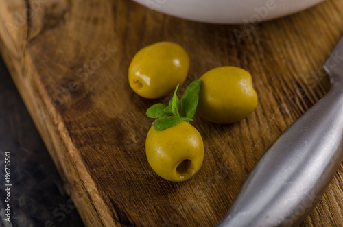 Fresh cheese with olives, dried tomatoes photo