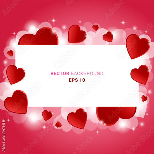 abstract background with red love hearts with white space for text. happy valentine day concept. vector illustration.
