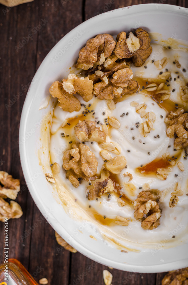 Fresh cheese with honey and walnuts Fresh cheese with honey and walnuts