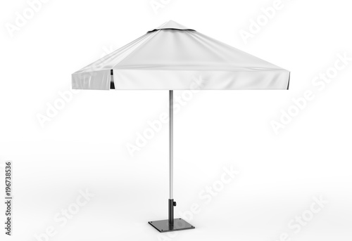 Promotional Aluminum Sun Pop Up parasol Umbrella  For Advertising. 3d rending illustration. photo