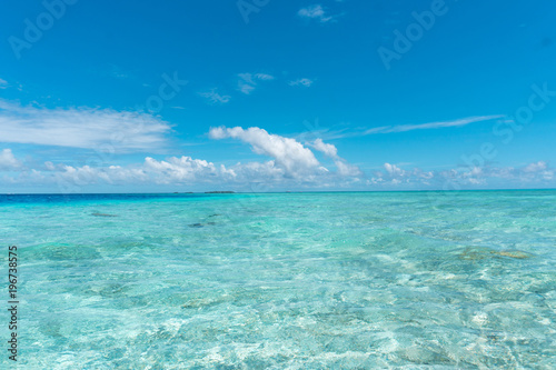 Clear pure transparent water of ocean in Maldives