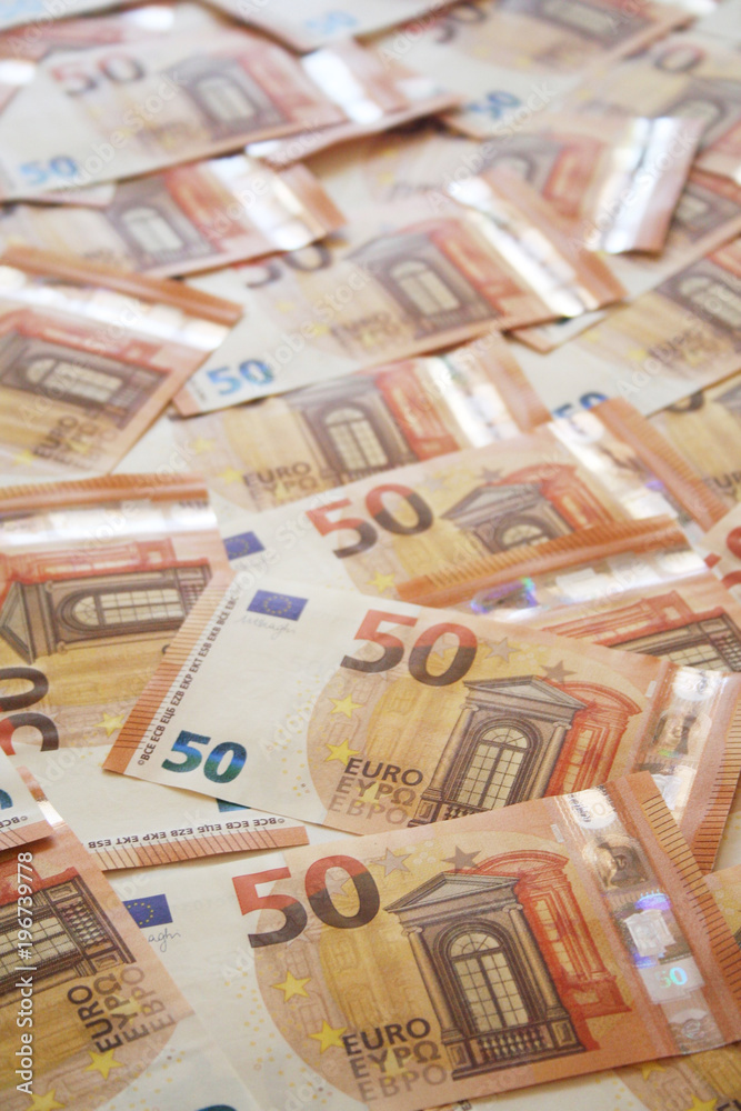 Fifty euros banknote. Euro money background