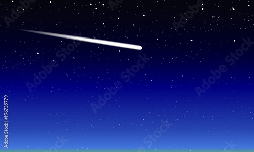 comet in the night starry blue sky