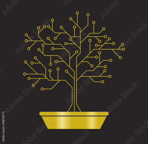 Gold printed circuit like bonsai