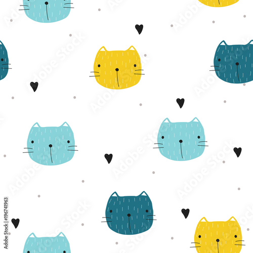 Tapety żółte i niebieskie kotki