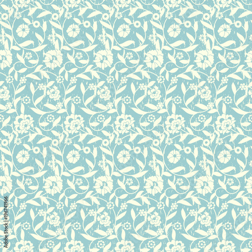 seamless vector blue flower arabesquae pattern design with vintage print. design for packaging  textile  interior