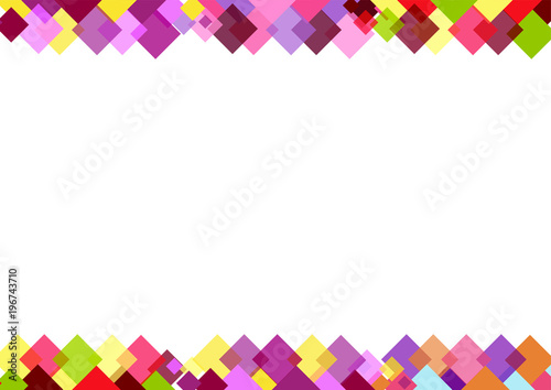 Decorative border of colorful squares with place for text on white background for photo frame, decoration, sheet of book or magazine, poster