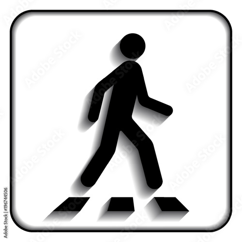 Pedestrian crossing sign. Crosswalk flat icon, isolated on white, vector