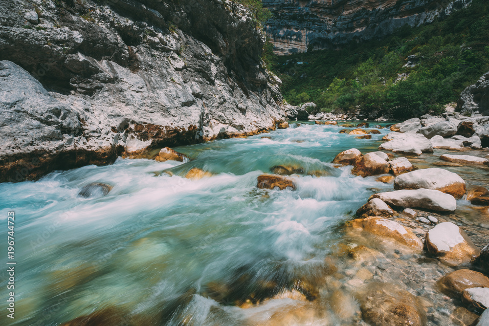 Mountain River. Scenic View Of Verdon River In France Mountain River. Scenic View Of Verdon River In France