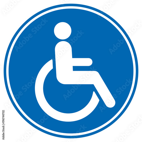 Disabled wheelchair icon, isolated on white. Disable symbol logo, vector