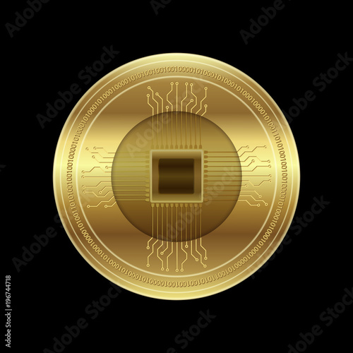 Golden crypto currency, vector