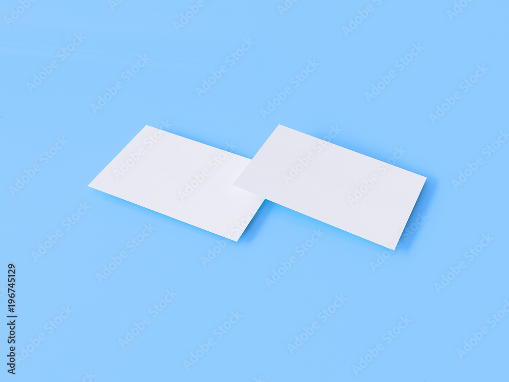 business card mock-up, 3d rendering, blue background business card mock-up, 3d rendering, blue background