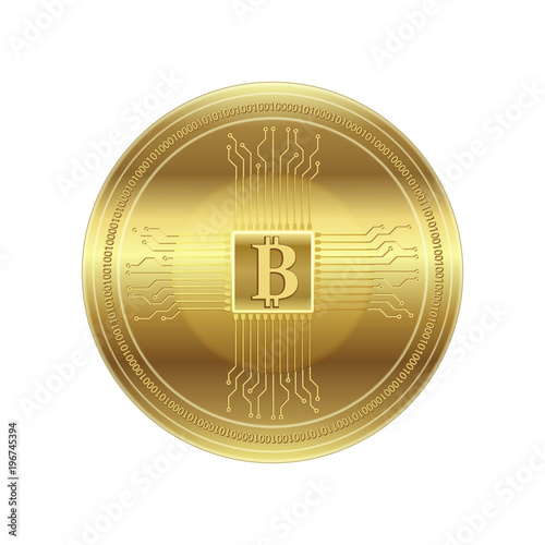 Golden crypto currency, vector