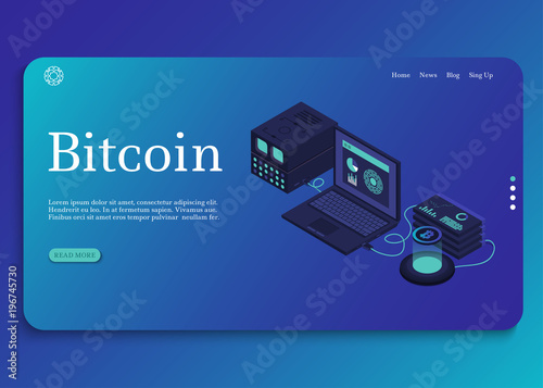 Blockchain technology. Cryptocurrency isometric composition. Vector illustration