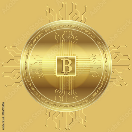 Golden crypto currency, vector