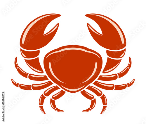 Red crab on a white background