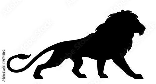 Black lion on a white background
