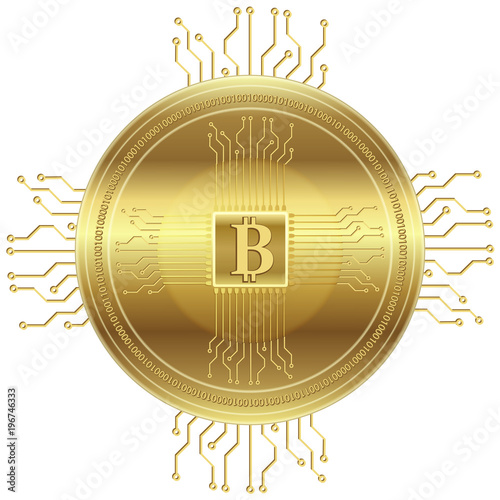 Golden crypto currency, vector