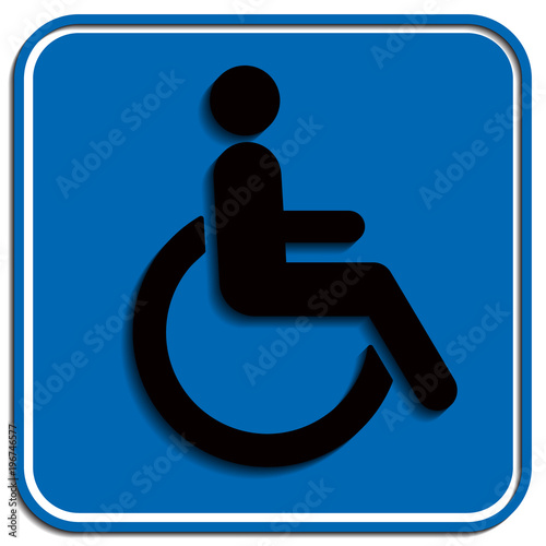 Disabled wheelchair icon, isolated on white. Disable symbol logo, vector