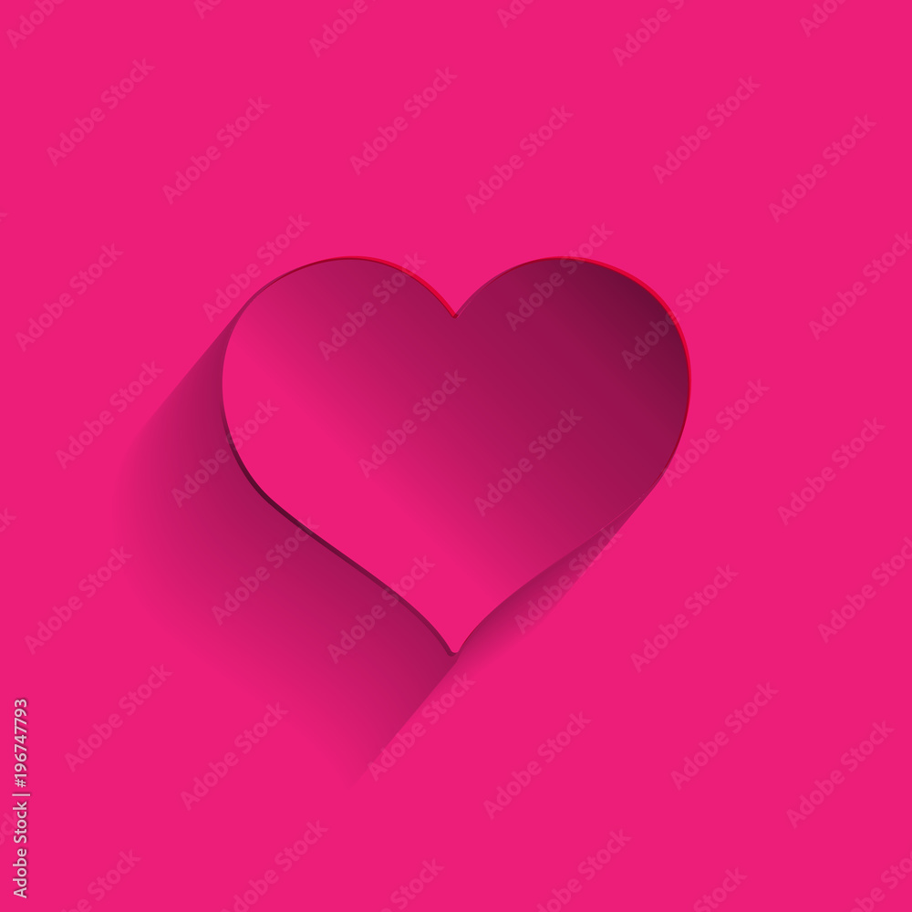 Pink heart icon, love symbol, vector