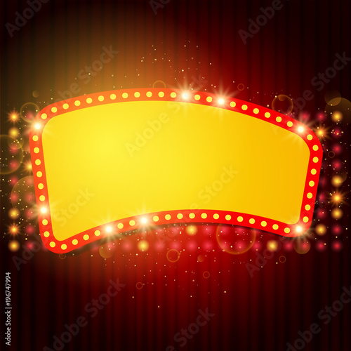  Poster Template with retro shine banner. Design for presentation, concert, show