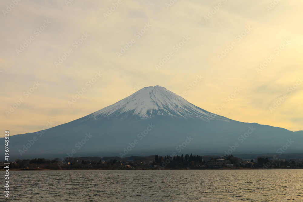 Fuji Mountain at Lake Kawaguchiko, Japan, Sunset scene Fuji Mountain at Lake Kawaguchiko, Japan, Sunset scene