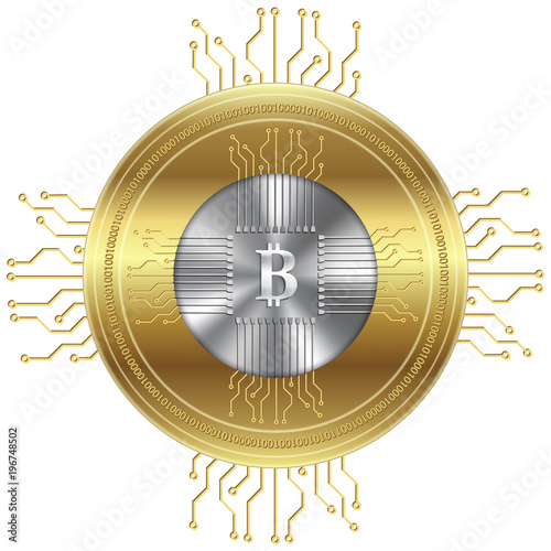 Golden crypto currency, vector