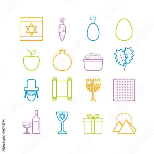 Collection of vector line passover icons for web design