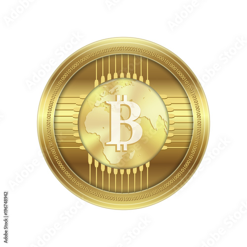 Golden crypto currency, vector