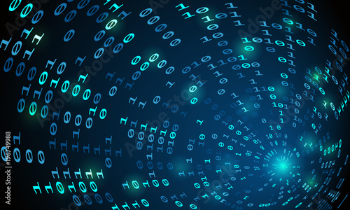 Binary code tunnel, vector background