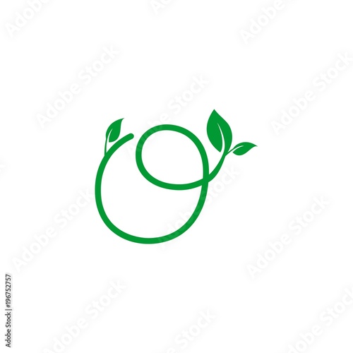 concept logo leaf letter O, natural green leaf symbol, initials O icon design