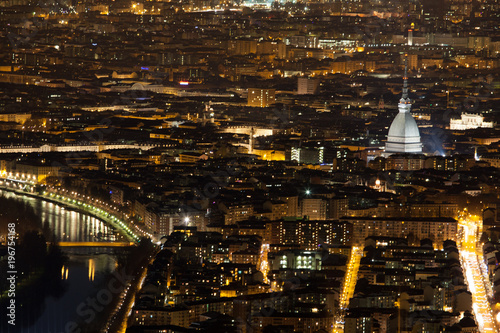 Turin aerial view at Night