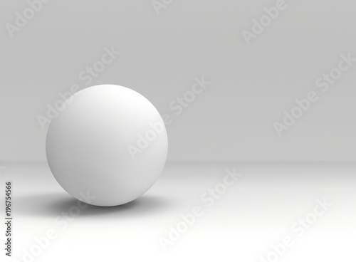 3d rendering. A White sphere shape ball on gray copy space background.