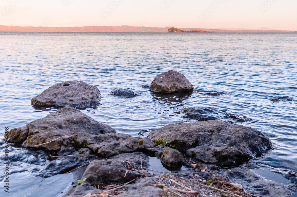 Fototapeta premium Roks on the shores of Lake Bolsena