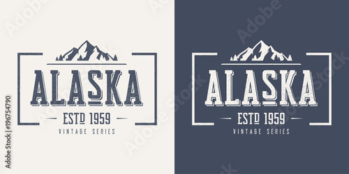 Alaska state textured vintage vector t-shirt and apparel design, photo