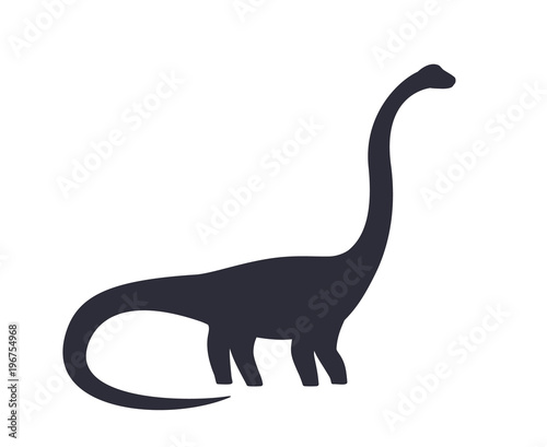 dinosaur, diplodocus silhouette isolated on white