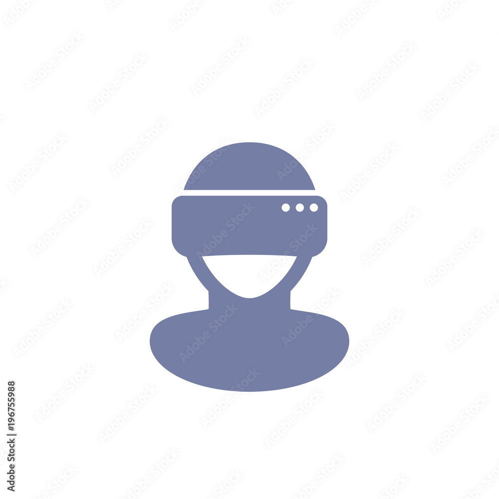 VR headset, man in virtual reality glasses vector icon VR headset, man in virtual reality glasses vector icon