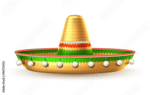 Vector sombrero 3d mexican hat cinco de mayo