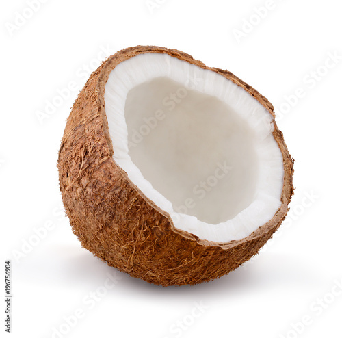 Coconut isolated on white background. Half