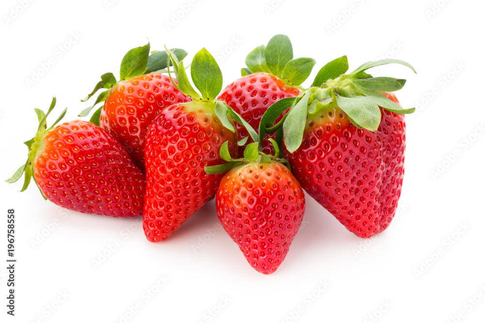 Fresh strawberries close up on white background. Fresh strawberries close up on white background.