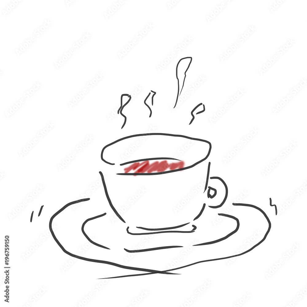 ホットコーヒー 紅茶でほっと一息 ジュース 飲み物のゆるいオシャレイラスト Stock Illustration Adobe Stock