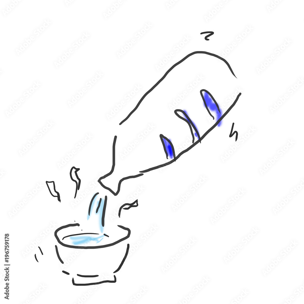 日本酒熱燗を徳利からお猪口に注ぐ アルコール お酒 飲み物のゆるいオシャレイラスト Stock Illustration Adobe Stock